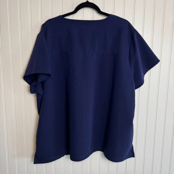 Jaanuu Navy V-Neck Short Sleeve Scrub Top 1 Pocket 3X I35 - Picture 3 of 3